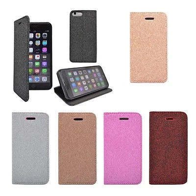 CASE FOR APPLE IPHONE 6 PLUS 6S PLUS GLITTER WALLET VARIOUS COLOURS COVER - Image 1 of 4