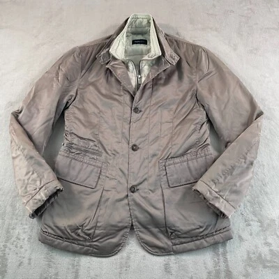 Chaqueta Zegna Sport Thermore Hombre Pequeña Gris Platino Botón Cremallera Diseñador Trabajo Foto 1 de 4