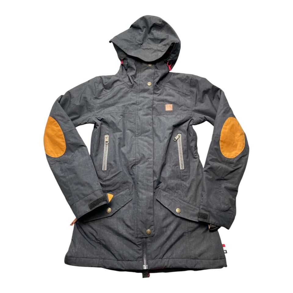 Chaqueta de snowboard DC para mujer talla pequeña negra carbón a prueba de agua 15 K Foto 1 de 4