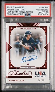 2022 Bobby Witt Flawless Authentic Ruby Gem PSA 10 Auto /20 U.S.A. ROYALS - Picture 1 of 2