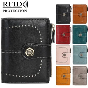 Damen Leder Geldbörse RFID Schutz klein kompakt Kreditkartenetui Portemonnaie Geschenk - Bild 1 von 40