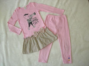 MISHA LULU Pink One Cool Cat Tunic Dress Top & Leggings Set 8 French Jazz Kitty - Picture 1 of 6