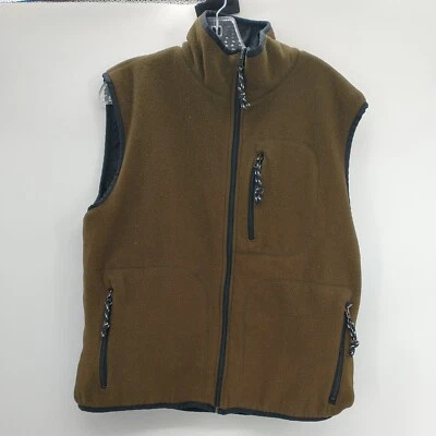 Trader Bay Men's Size Medium Fleece Green/BLack Zippered Vest reversible - Image 1 of 4