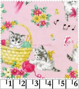 BTY Dear Little World - Kätzchen Katze Katzen rosa Baumwollstoff Meterware 12B - Bild 1 von 2