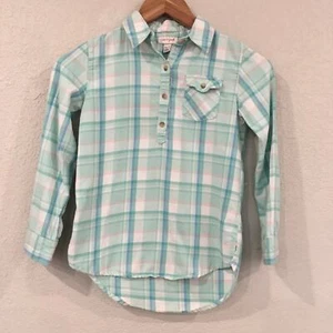 Cat & Jack Girls Sz M 7/8 Flannel Button Tunic Shirt 100% Cotton - Picture 1 of 9