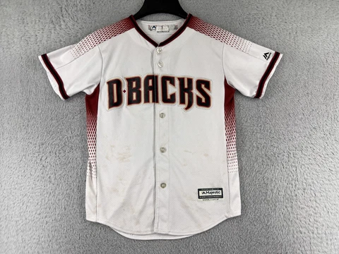 Arizona Diamondbacks Baseball Jersey Youth Medium White Button Up DBacks Cover