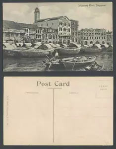 Neues AngebotSingapore River alte Postkarte Hafen Sampan Boote Guthrie & Co bestes Geld kaufen