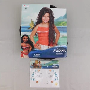 Disney Moana Girl's Hawaiian Halloween Costume Kit - Wig & Face Stickers #4055 - Picture 1 of 8