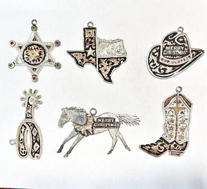 Rare Set HYO Sterling Silver 1/10 10k Gold Texas Christmas Ornaments $2100 MSRP - Picture 1 of 17