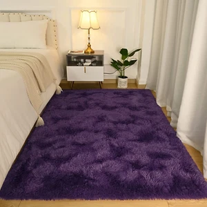 Rug for Bedroom Area Rug for Living Room Super Soft 4x5.3 Feet Dark Purple - Picture 1 of 11