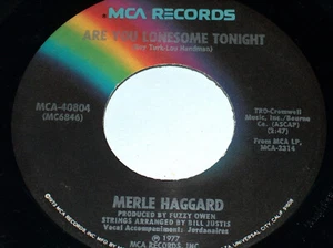 45 RPM Merle Haggard Are You Lonesome Tonight, Promised Land MCA Vinyl 40804 EX - Picture 1 of 4