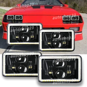 4PC 4x6" LED Headlight Hi/Lo Beam Halo DRL Fit Chevrolet Camaro Iroc-Z 1982-1992 - Bild 1 von 13