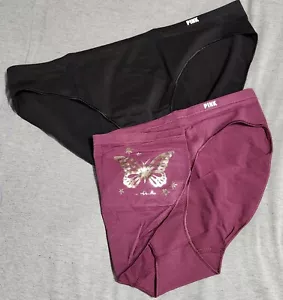 NUEVO CON ETIQUETAS BRAGAS VICTORIA'S SECRET ROSA 2 PR BIKINI Negro y Granate Sin Costuras Mujer XXL - Imagen 1 de 1