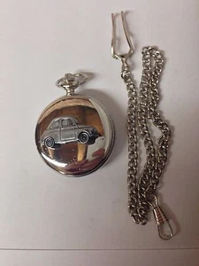Italian motor 500 ref64 Pewter Effect Car on a polished Silver Case Pocket Watch - Picture 1 of 1