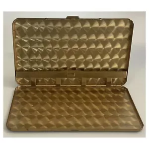 Portasigarette vintage Art Deco in metallo - tono oro - 51/4” x 31/8” - custodia con cerniera - Foto 1 di 9