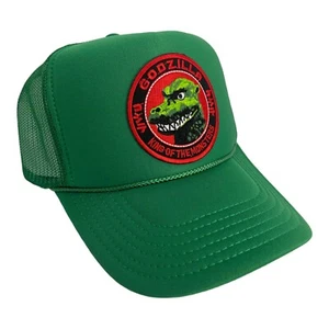 NEW GODZILLA CLASSIC GREEN HAT 5 PANEL HIGH CROWN TRUCKER SNAPBACK VINTAGE - Picture 1 of 5