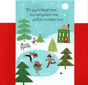 Merry Christmas Holiday Ice Skater Skate Skating  Hallmark Greeting Card  - Picture 1 of 3
