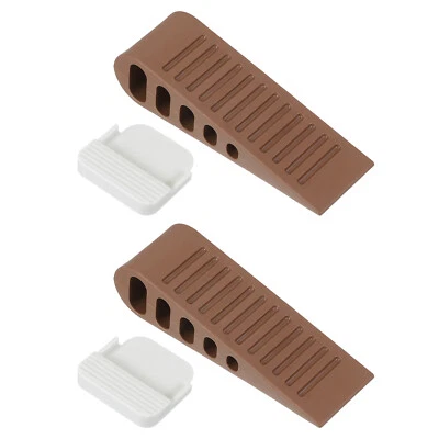 2件装橡胶门楔形塞门挡适用于带支架的门底,棕色 — 第 1/4 张图片