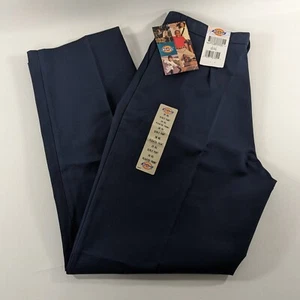 Dickies Womens Juniors Blue Pleated Uniform School Work Pants - Picture 1 of 6