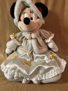 Vintage Disney MINNIE MOUSE  Victorian Snow PLUSH 14" RARE! w/Velvet & ROSES! - Picture 1 of 12
