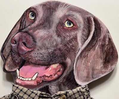 Vintage Weimaraner Litho on wood board - Image 1 of 4