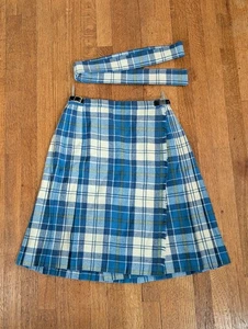 Laird Portch Of Scotland Kilt Rock Damen Gr. 26 blau kariert Schottenkaro Wolle adrett - Bild 1 von 8