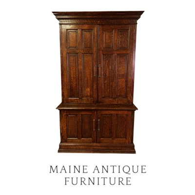 Armario de roble con panel elevado, roble aserrado tigre, años 1890 #22473 Foto 1 de 4