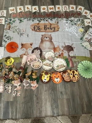 Baby/Party Decorations, Woodland Themed, Open Box Of NEW Items! 1 Box Has It All - Image 1 of 4
