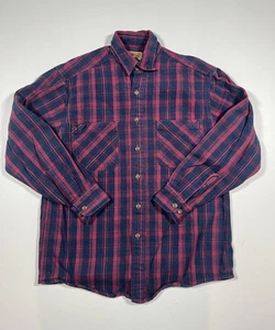 Camisa St Johns Bay Para Hombre Mediana Roja Azul Cuadros Peso Pesado Franela Manga Larga - Imagen 1 de 5