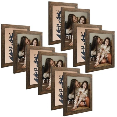 11x14 Photo Frame Set - Brown Distressed Grain Style - Frames for 11x14 Pict... - Image 1 of 4