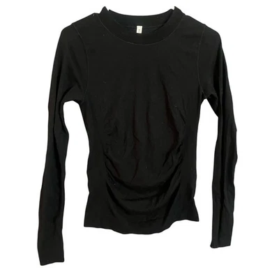 Athleta Black Ruched Gathered Long Sleeve Mock Neck Top Women's S - Image 1 of 4