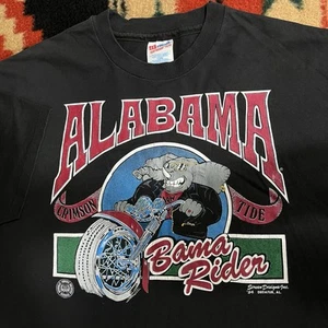 Vintage Alabama Crimson Tide Black T-Shirt Size XL Motorcycle Graphic Bama Rider - Picture 1 of 12