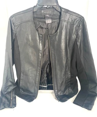 CHAQUETA MUJER ANN TAYLOR CUERO POLI NEGRO DISEÑO CREMALLERA Foto 1 de 4