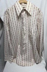 Vintage Montgomery Ward weiß W Print Herren LS Knopfleiste Hemd Größe 16,5-34 - Bild 1 von 5
