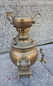 antik Russische Holzkohle Samowar 19. Jh. Russian charcoal Samovar RUND - Picture 1 of 15