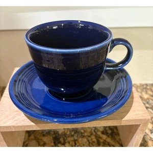 Fiesta Ware Cobalt Blue Cup and Saucer - Picture 1 of 5
