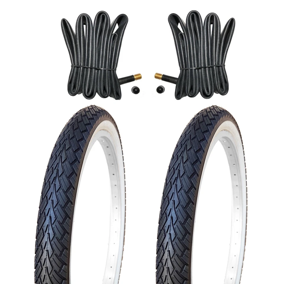 2x 20 Zoll Fahrradreifen Weisswand 20x1.75 KUJO 47-406 m. 2x Schlauch AV - Bild 1 von 4