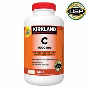 Kirkland Signature Vitamin C with Rose Hips 1000mg. ~ 500 Count Tablets Exp-2027