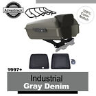 Industrial Gray Denim Chopped Tour Pack Black Hinges & Latch Fits Harley 97+
