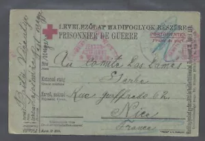 HUNGRÍA 1918 CRUZ ROJA POW POSTAL A BONITO, FRANCIA DESCRIPCIÓN COMPLETA ESCANEO #3 - Imagen 1 de 3