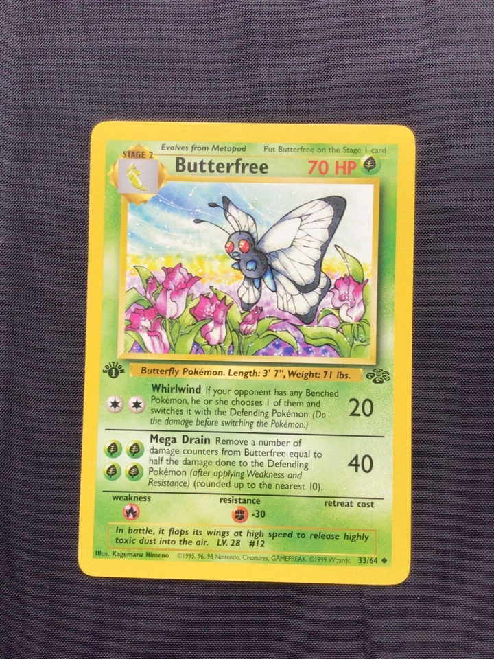 Pokemon Cards: Jungle 1st Edition Uncommon: Butterfree 33/64 - Image 1 of 4