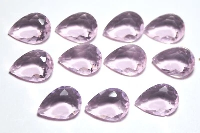 10 Pcs Lab-Created Pear pink Kunzite Faceted Bracelet Making Lot 3x10x14 mm - Image 1 of 4