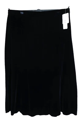 NUEVO CON ETIQUETAS JONES NEW YORK Mujer Rayón 18% Seda Terciopelo Maxi Falda Negra Talla 20W $150 Foto 1 de 4