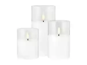 Maxwell & Williams Let's Get Lit LED Flameless Candle Glass Hurricane S/3 Clear - Picture 1 of 5