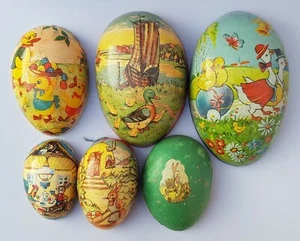 6x Alter Candy Container unvollständig Osterei Pappei Füllei zum Befüllen Ostern - Bild 1 von 12