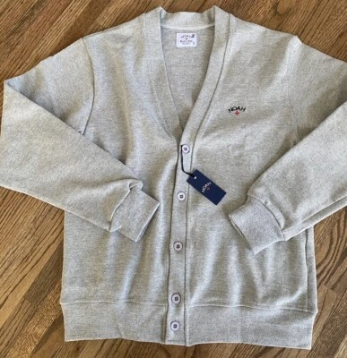 Men’s NOAH New York Rugby Logo Embroidered Cardigan 100% Cotton Gray Small NWT - Image 1 of 4