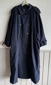 Trench coat doppiopetto e cintura vintage Burberrys London blu navy taglia 58 R - Foto 1 di 15
