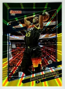 2021-22 Panini Donruss Green and Yellow Laser Holo #159 Donovan Mitchell Jazz - Imagen 1 de 3
