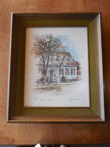 THE RALEIGH TAVERN COBY CARLSON Prof Framed 15x19 Green & Dk Wood picture 10x13 - Picture 1 of 8