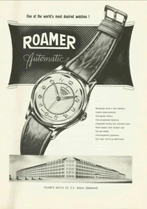 original 1953 Printanzeige ROAMER AUTOMATIC Swiss Suisse Uhr MID CENTURY ART - Bild 1 von 1